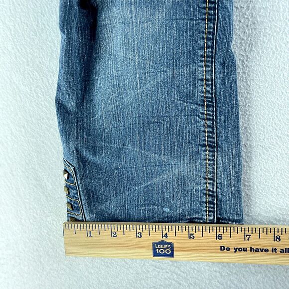 Mudd Women Jeans Blue Tag Size 1 (28x20) Low Rise Capri Medium Wash Stretch - Picture 7 of 15